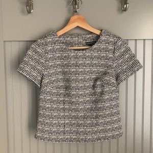 Express Short Sleeve Blouse - Black and White